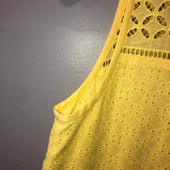 Ann Taylor Embroidered Sleeveless Yellow Dress - Picture 7 of 8